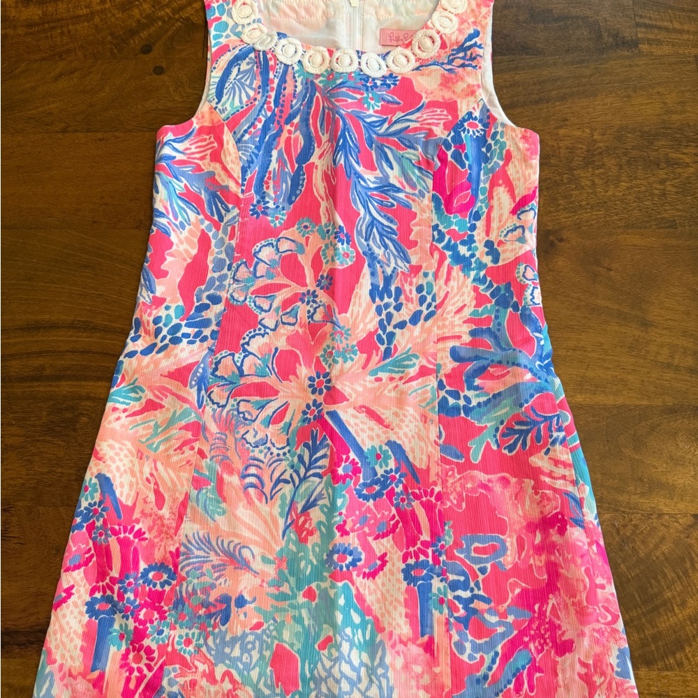 Lilly Pulitzer Vibrant Pink and Blue Floral Shift Dress